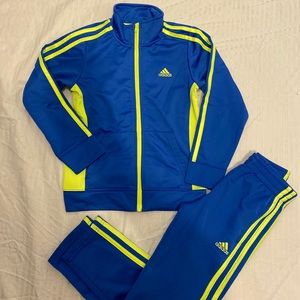 Adidas tracksuit blue and neon yellow